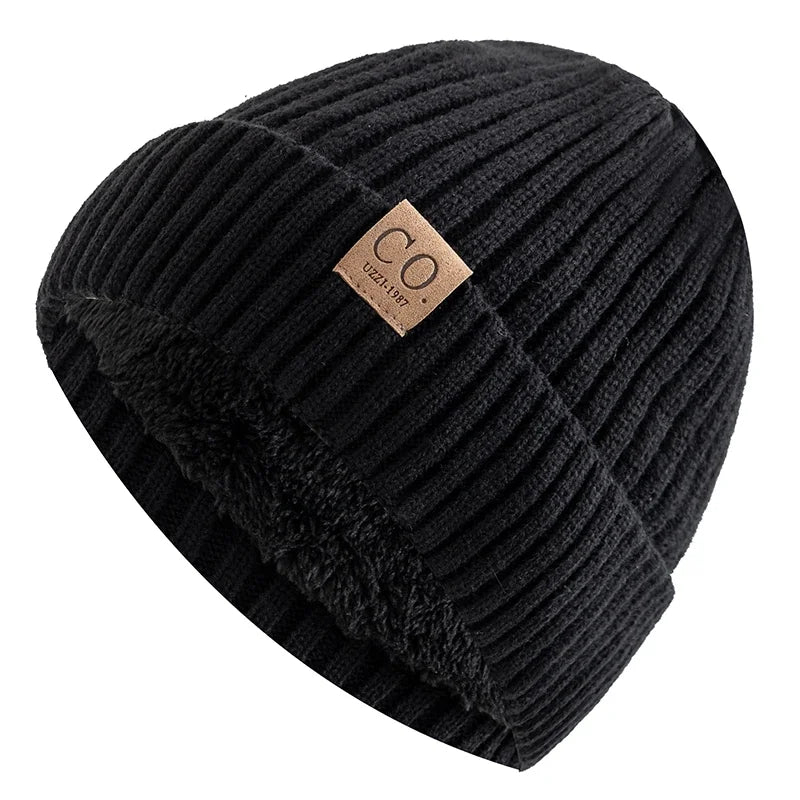 Bonnet Doublé Acrylique Unisexe Chaud Décontracté Hiver