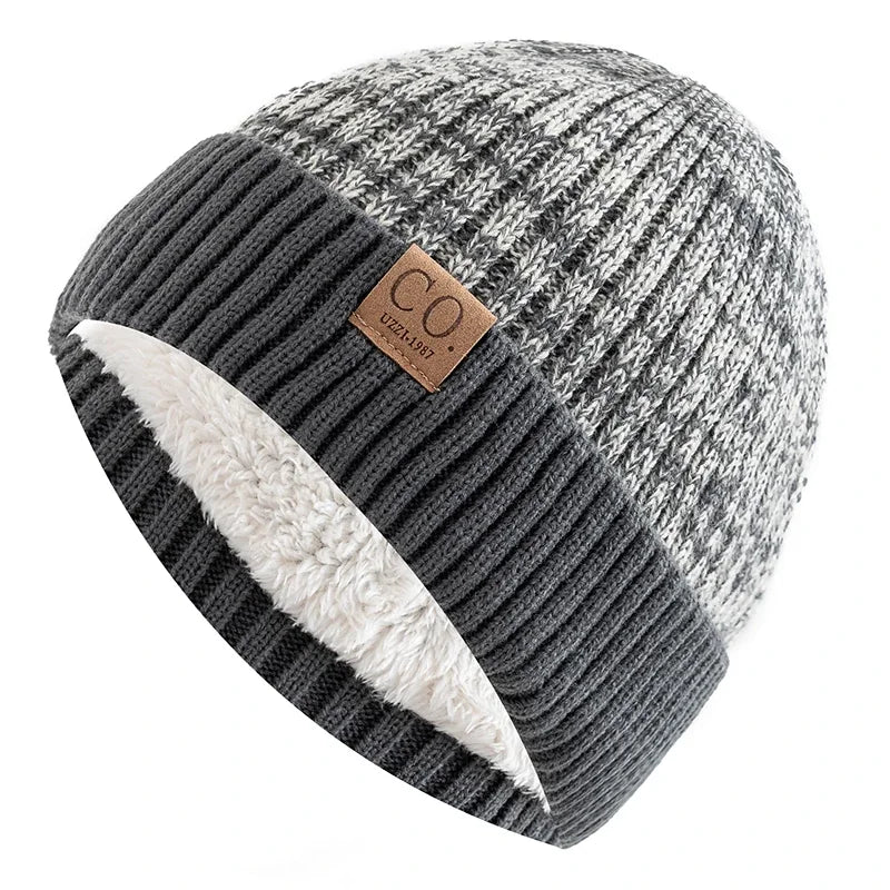 Bonnet Doublé Acrylique Unisexe Chaud Décontracté Hiver