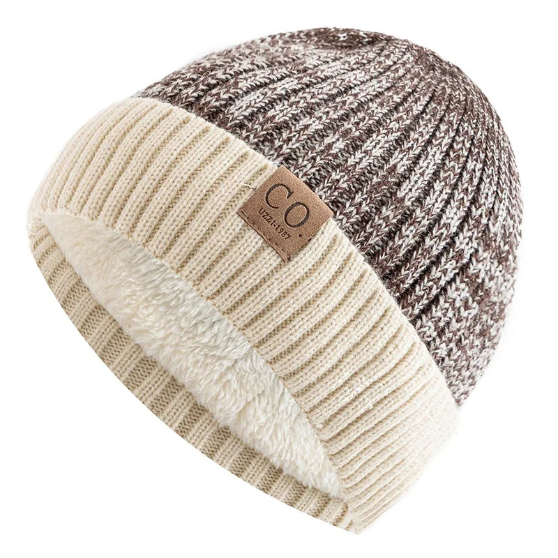 Bonnet Doublé Acrylique Unisexe Chaud Décontracté Hiver