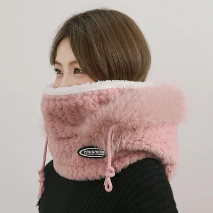 Bonnet Thermique en Peluche Avec Écharpe et Masque Intégrés