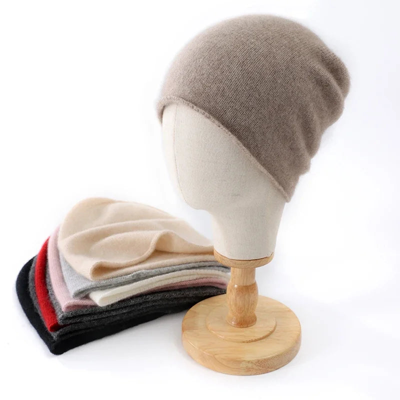 Bonnet Tricoté 100% Cachemire Unisexe Chaud Décontracté Hiver