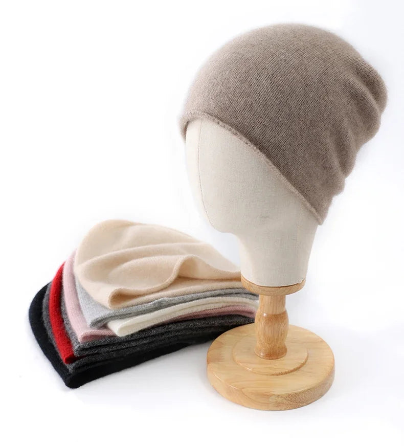 Bonnet Tricoté 100% Cachemire Unisexe Chaud Décontracté Hiver