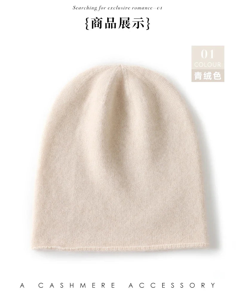 Bonnet Tricoté 100% Cachemire Unisexe Chaud Décontracté Hiver