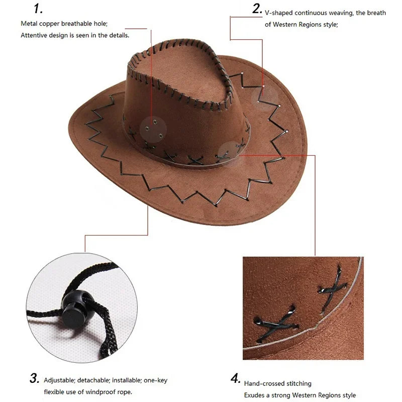 Chapeau de Cowgirl en Polyester Style Western pour Mariage