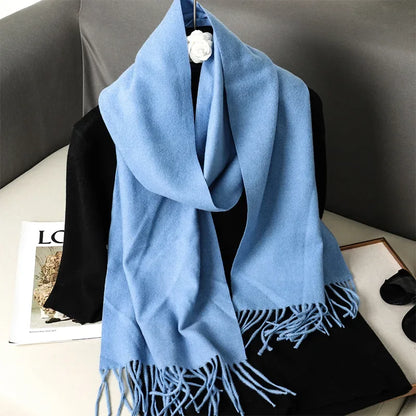 Écharpe Châle Femme Style Pashmina en Polyester Chaude Avec Glands