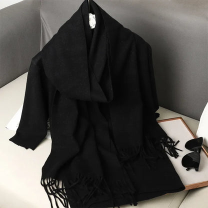 Écharpe Châle Femme Style Pashmina en Polyester Chaude Avec Glands