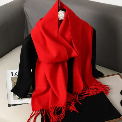 Écharpe Châle Femme Style Pashmina en Polyester Chaude Avec Glands