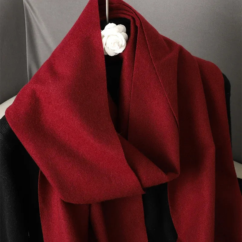 Écharpe Châle Femme Style Pashmina en Polyester Chaude Avec Glands