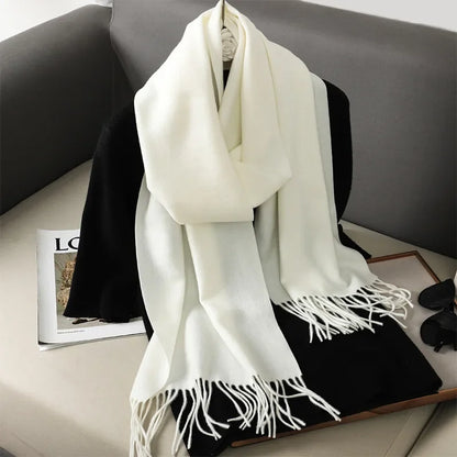 Écharpe Châle Femme Style Pashmina en Polyester Chaude Avec Glands