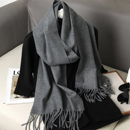 Écharpe Châle Femme Style Pashmina en Polyester Chaude Avec Glands