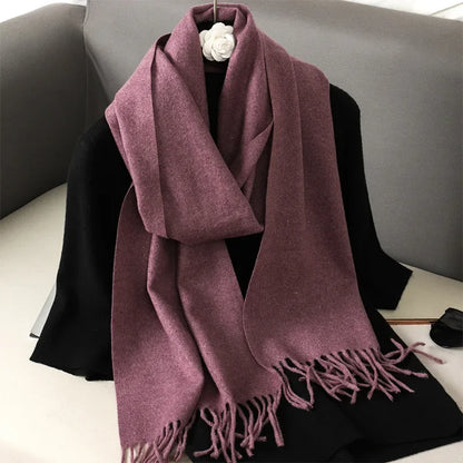 Écharpe Châle Femme Style Pashmina en Polyester Chaude Avec Glands