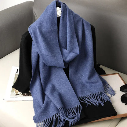 Écharpe Châle Femme Style Pashmina en Polyester Chaude Avec Glands