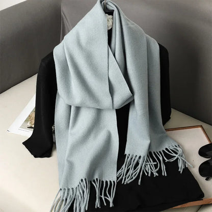 Écharpe Châle Femme Style Pashmina en Polyester Chaude Avec Glands
