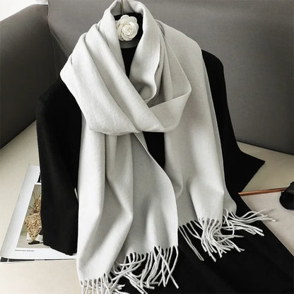 Écharpe Châle Femme Style Pashmina en Polyester Chaude Avec Glands