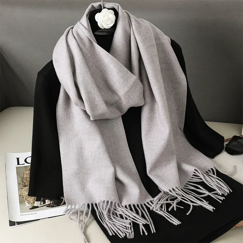 Écharpe Châle Femme Style Pashmina en Polyester Chaude Avec Glands