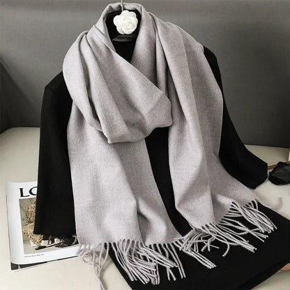 Écharpe Châle Femme Style Pashmina en Polyester Chaude Avec Glands