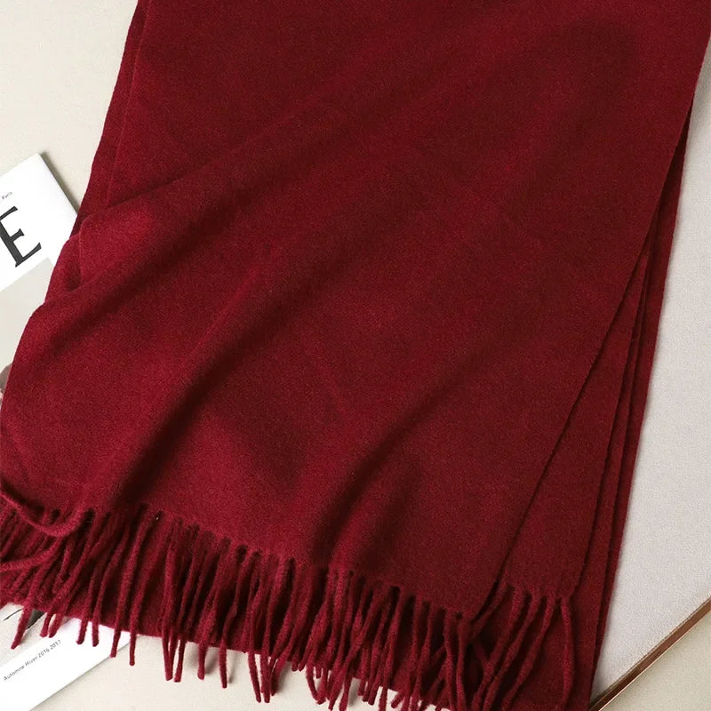Écharpe Châle Femme Style Pashmina en Polyester Chaude Avec Glands