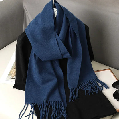 Écharpe Châle Femme Style Pashmina en Polyester Chaude Avec Glands