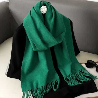 Écharpe Châle Femme Style Pashmina en Polyester Chaude Avec Glands