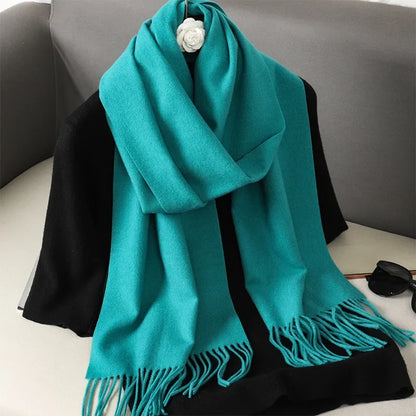 Écharpe Châle Femme Style Pashmina en Polyester Chaude Avec Glands