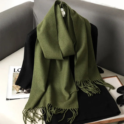 Écharpe Châle Femme Style Pashmina en Polyester Chaude Avec Glands