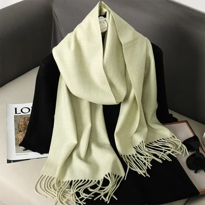 Écharpe Châle Femme Style Pashmina en Polyester Chaude Avec Glands