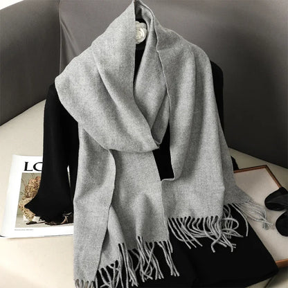 Écharpe Châle Femme Style Pashmina en Polyester Chaude Avec Glands