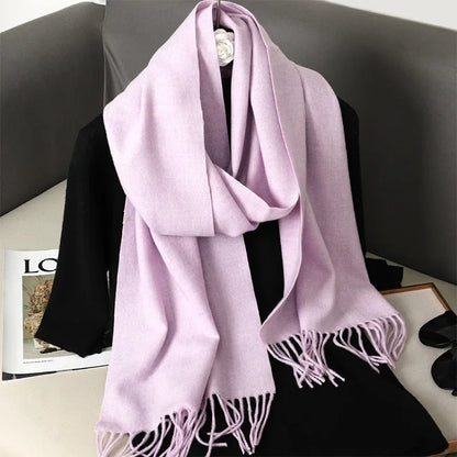 Écharpe Châle Femme Style Pashmina en Polyester Chaude Avec Glands