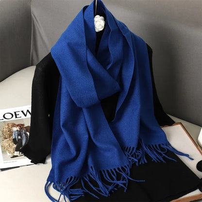 Écharpe Châle Femme Style Pashmina en Polyester Chaude Avec Glands