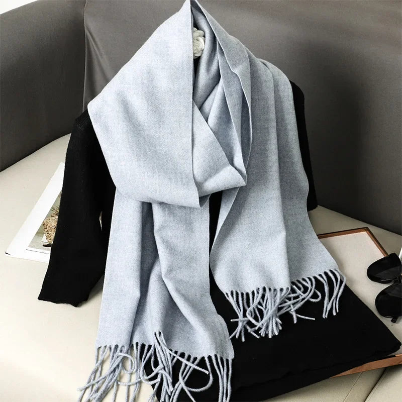 Écharpe Châle Femme Style Pashmina en Polyester Chaude Avec Glands