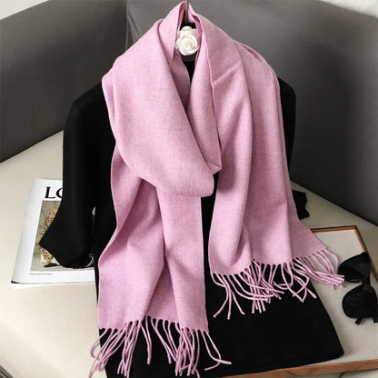 Écharpe Châle Femme Style Pashmina en Polyester Chaude Avec Glands