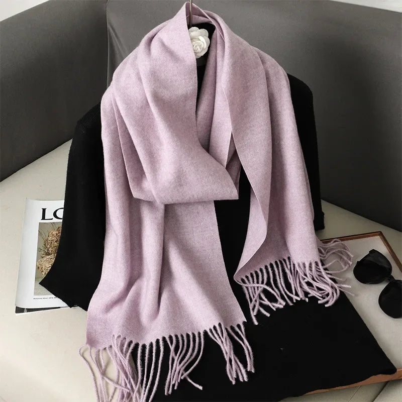 Écharpe Châle Femme Style Pashmina en Polyester Chaude Avec Glands