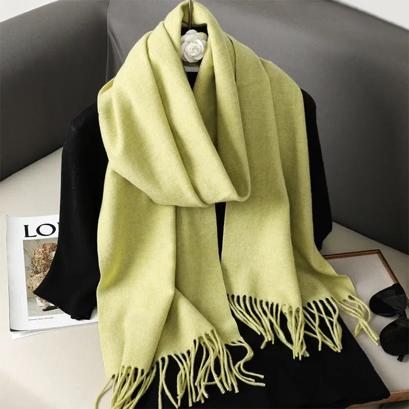 Écharpe Châle Femme Style Pashmina en Polyester Chaude Avec Glands