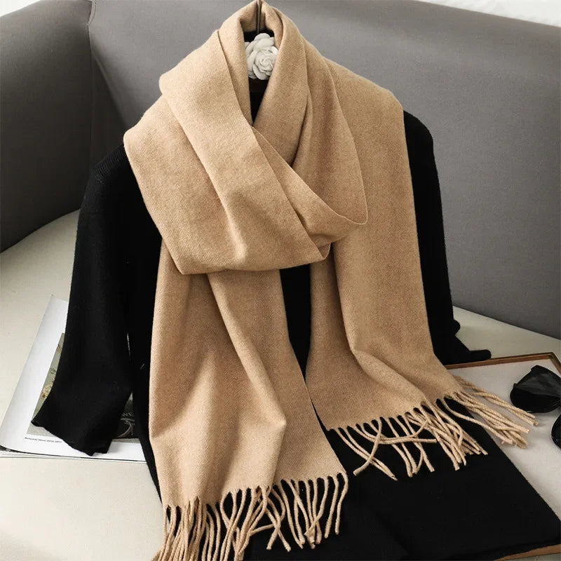 Écharpe Châle Femme Style Pashmina en Polyester Chaude Avec Glands