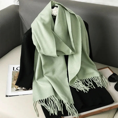 Écharpe Châle Femme Style Pashmina en Polyester Chaude Avec Glands