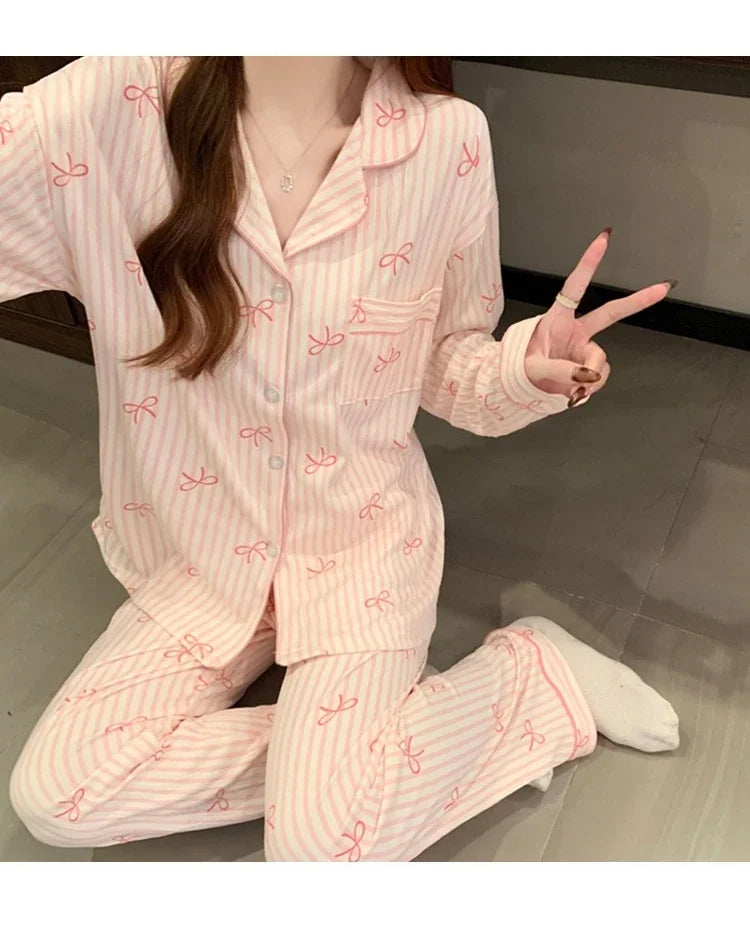Ensemble Pyjama Décontracté Femme Effet Froissé en Polyester à Manches Longues