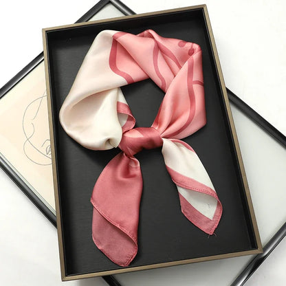 Foulard Carré 70×70 cm Effet Soie en Polyester Motif Plaid