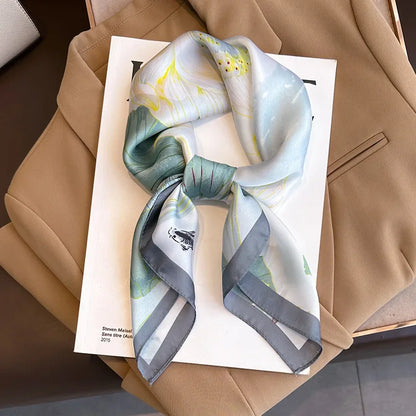 Foulard Carré 70×70 cm Effet Soie en Polyester Motif Plaid