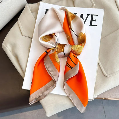 Foulard Carré 70×70 cm Effet Soie en Polyester Motif Plaid