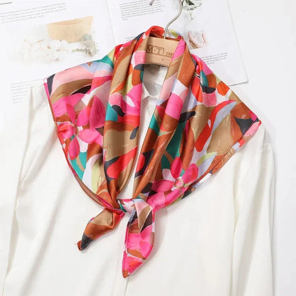 Foulard Carré 70×70 cm Effet Soie en Polyester Motif Plaid