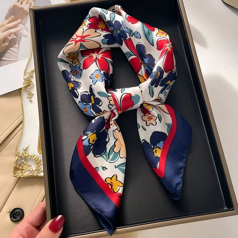 Foulard Carré 70×70 cm en Polyester Effet Soie Graphique