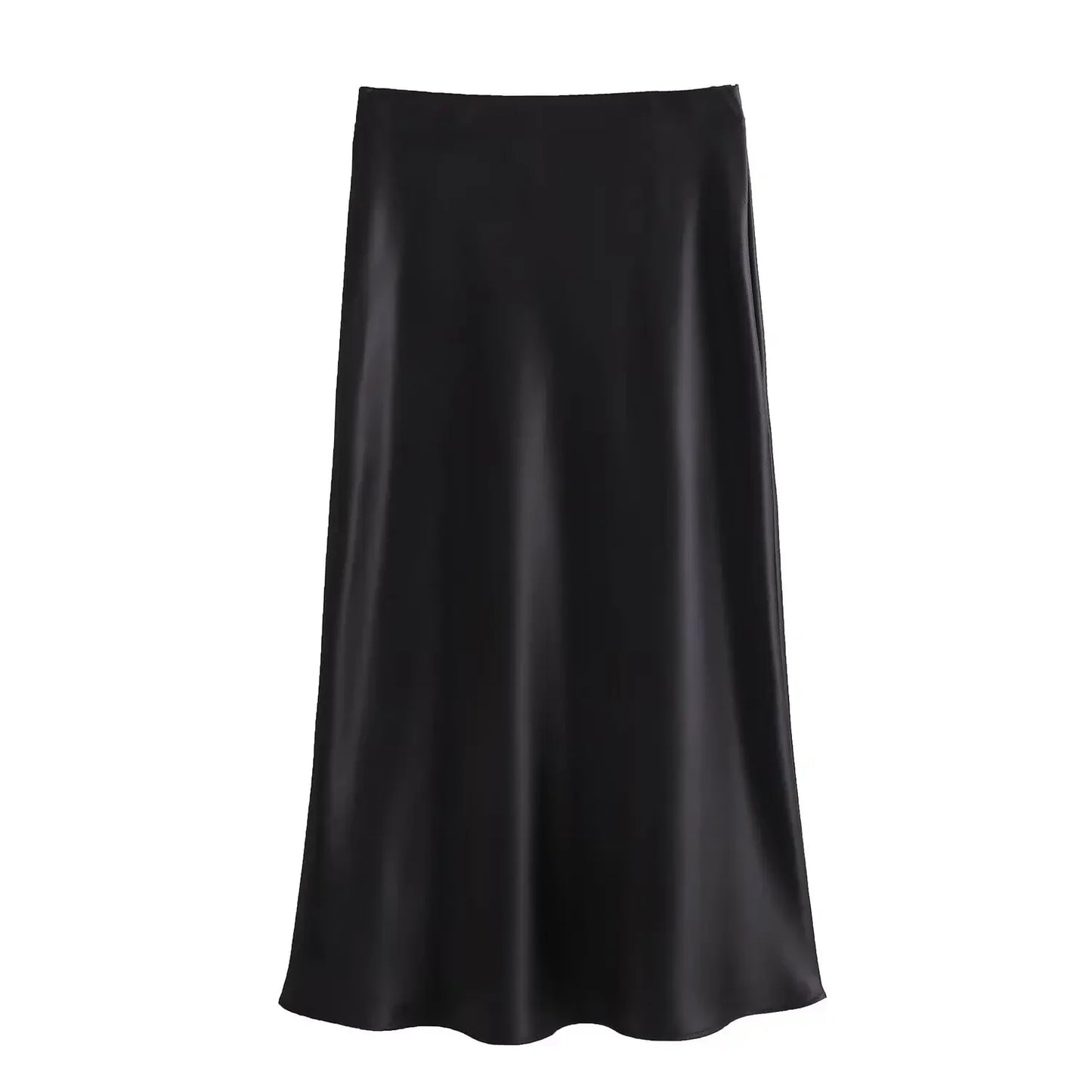 Jupe Midi en Satin Taille Haute Élégante pour Femme