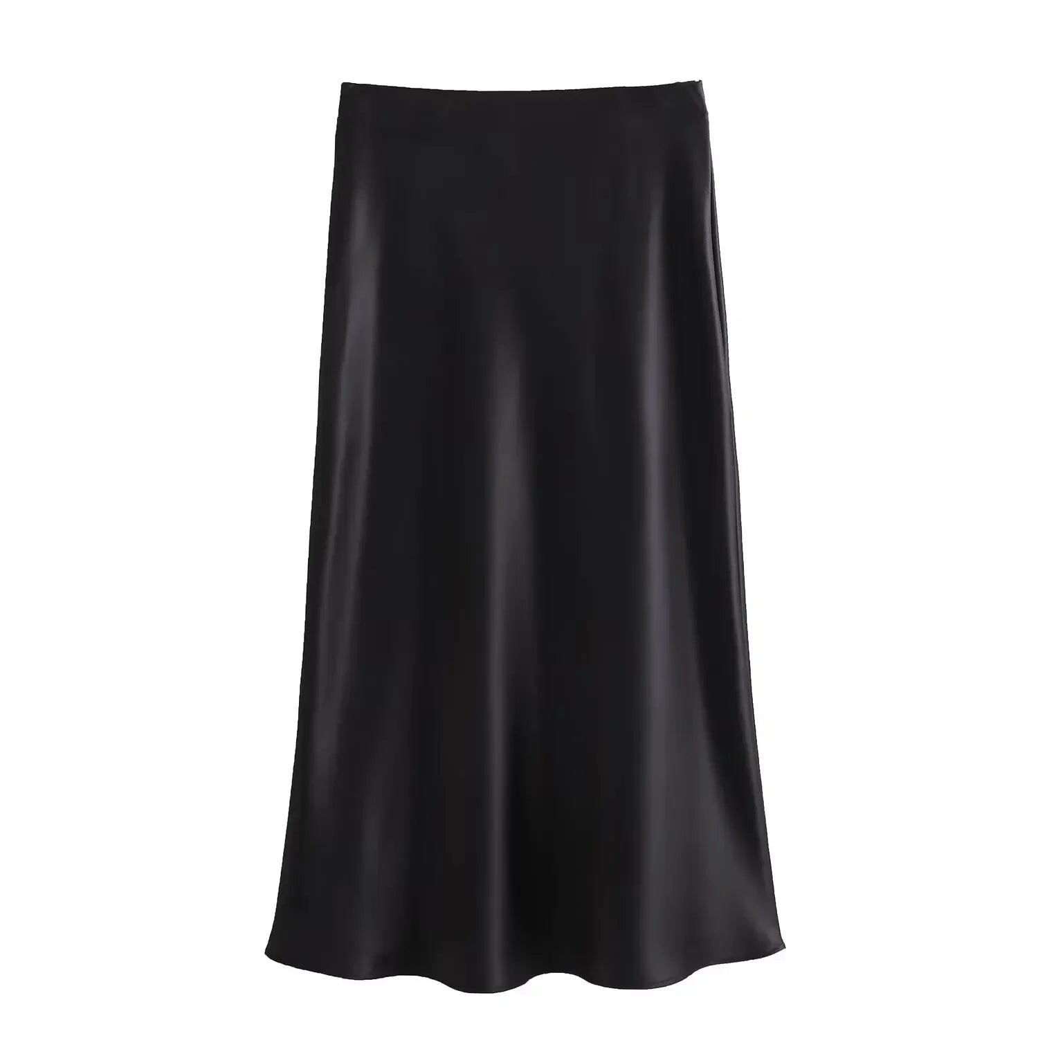 Jupe Midi en Satin Taille Haute Élégante pour Femme