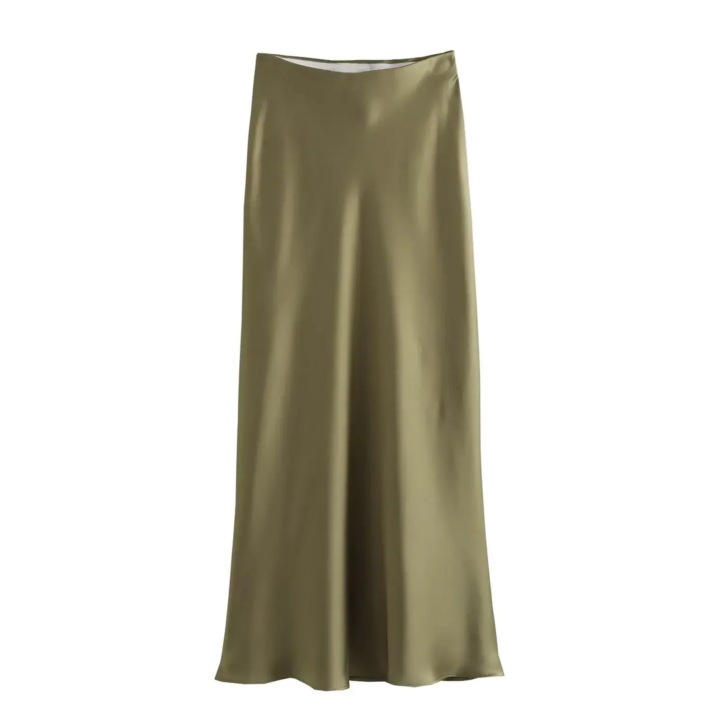 Jupe Midi en Satin Taille Haute Élégante pour Femme