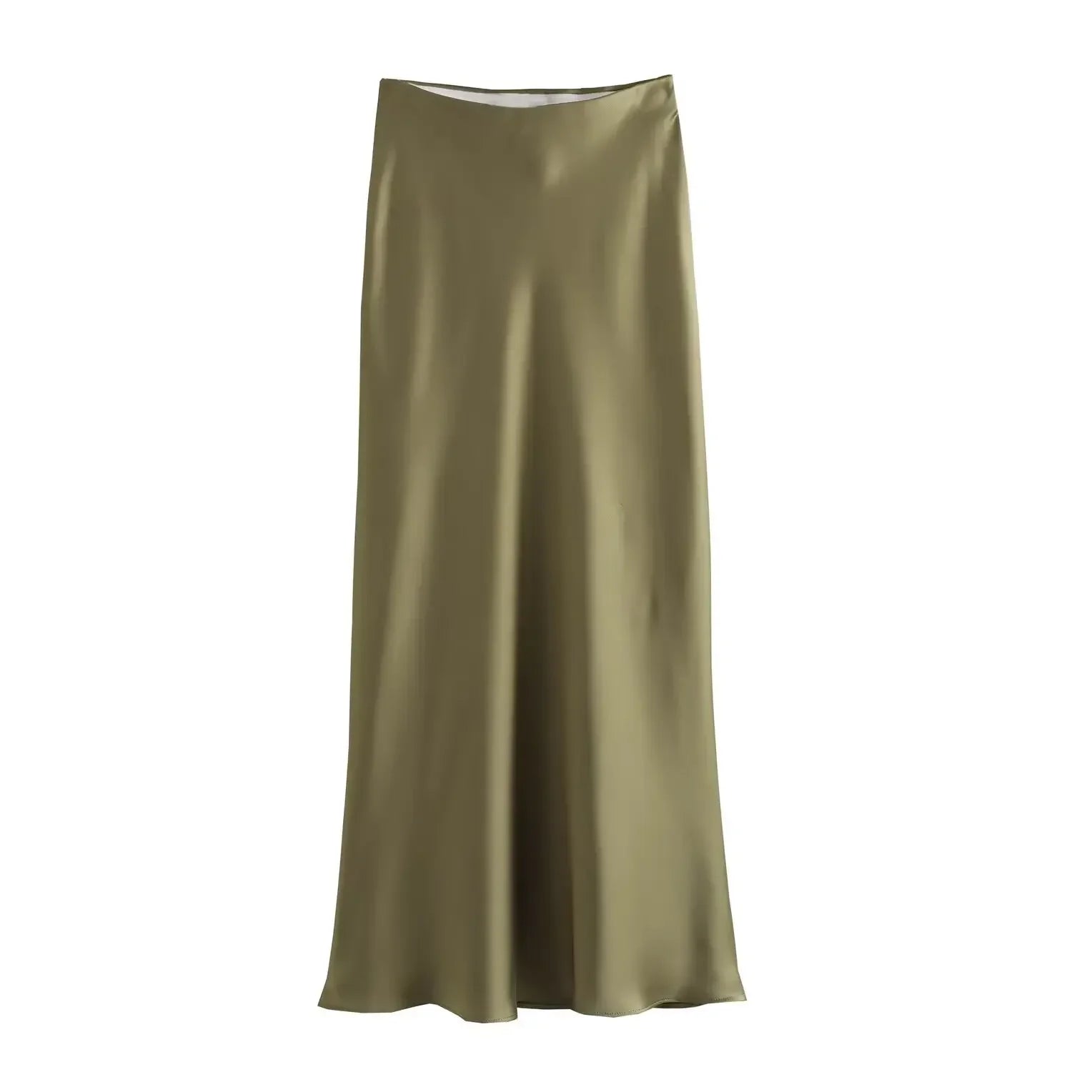Jupe Midi en Satin Taille Haute Élégante pour Femme