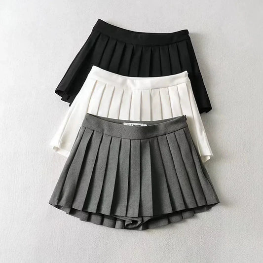 Jupe Plissée Taille Haute Courte Style Tennis Preppy