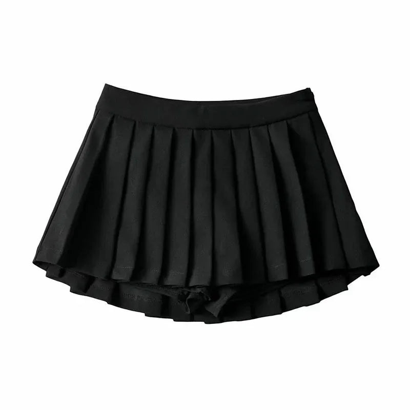 Jupe Plissée Taille Haute Courte Style Tennis Preppy