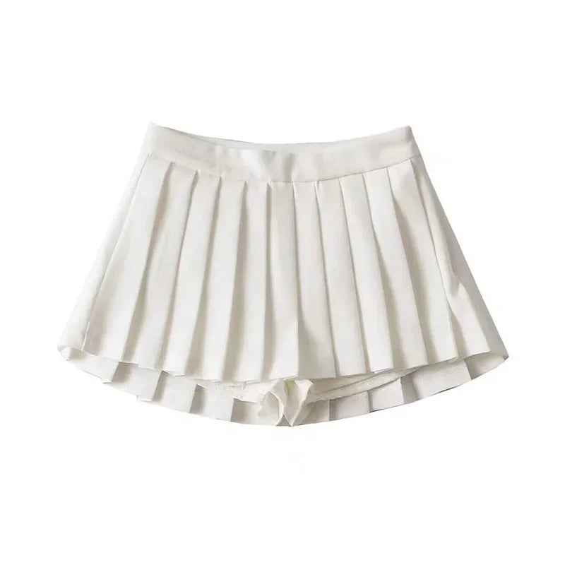 Jupe Plissée Taille Haute Courte Style Tennis Preppy