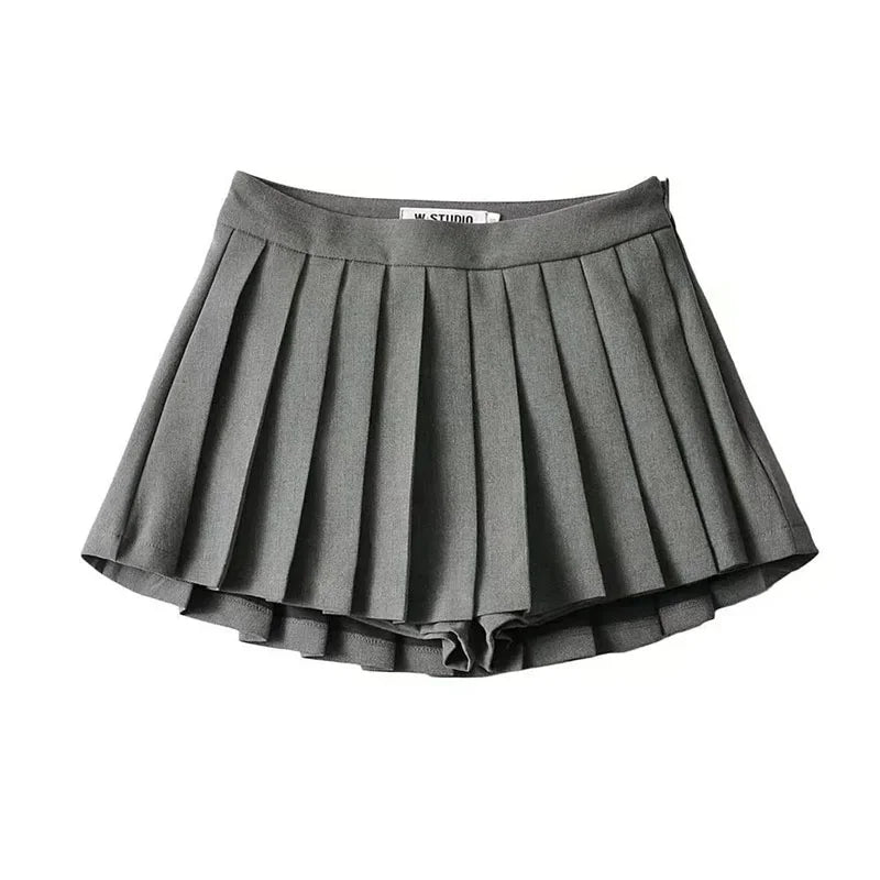 Jupe Plissée Taille Haute Courte Style Tennis Preppy