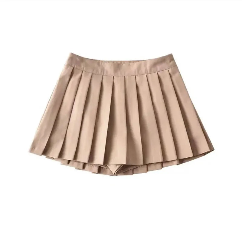Jupe Plissée Taille Haute Courte Style Tennis Preppy